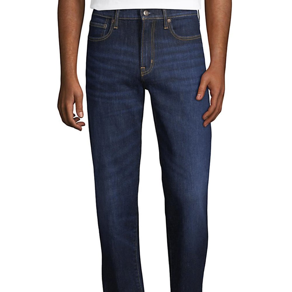Lands' End Mens Jeans 36 X 34 Denim Dark Straight Leg Pants Traditional Fit - Picture 2 of 4